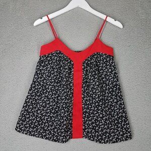 Maude Tank Top Women's Small Cats Black Red Babydoll Lightweight Casual Flowy
